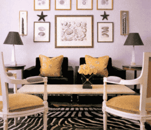 Luksuriøst interiørdesign med sebraskinn og stil